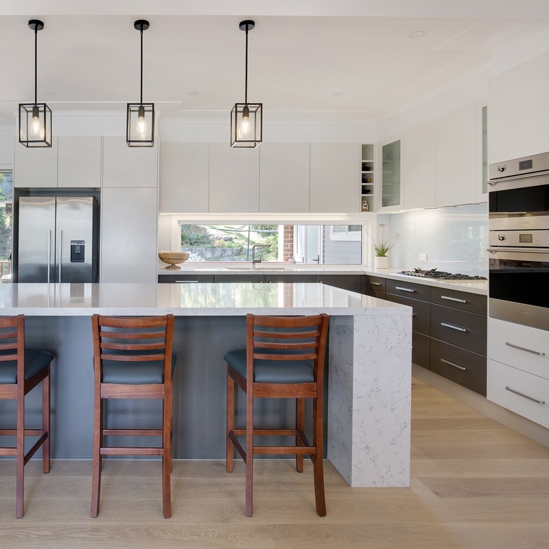 Anti dumping porte modulaire en bois gris-foncé et blanche de RTA de buffet de cuisine de mélamine