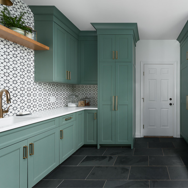 L'oasis américaine de forme du dispositif trembleur U laquent le meuble de rangement de Blue Room Aundry avec la machine à laver deux