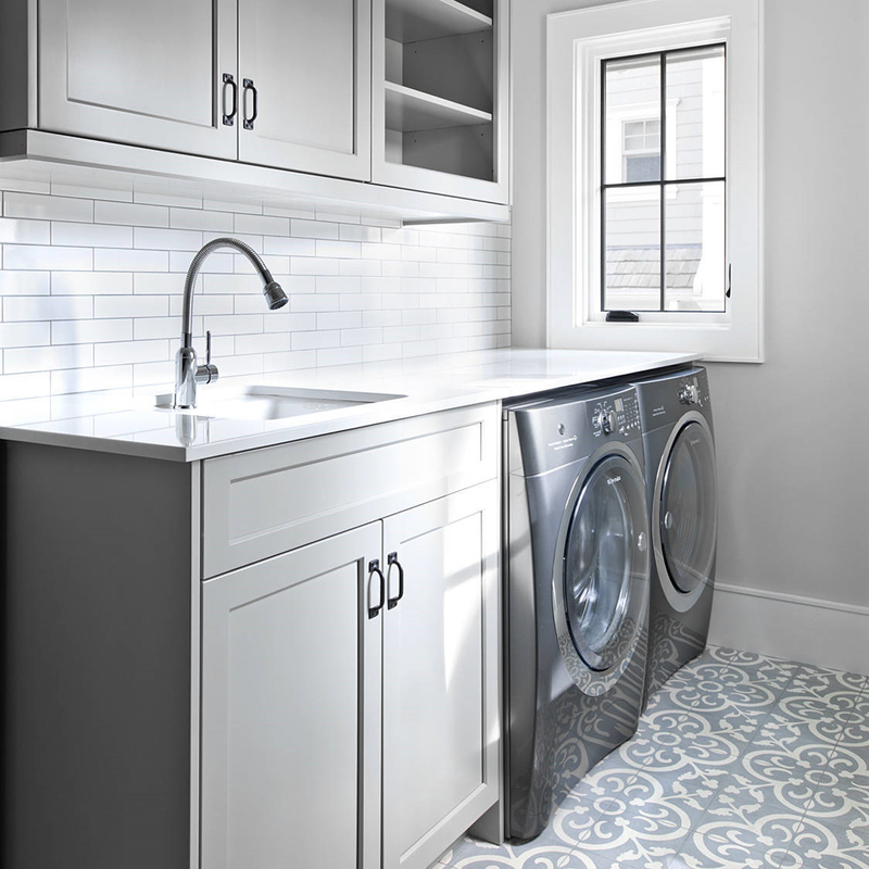 Meuble de rangement fait sur commande de buanderie avec la lumière Gray Shaker Modern Bathroom Vanity d'évier