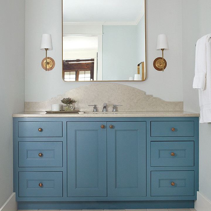 Cabinet bleu blanc de vanité de salle de bains de couleur de miroir multi classique de laque