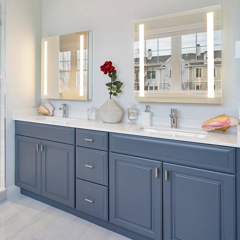 Cabinet bleu blanc de vanité de salle de bains de couleur de miroir multi classique de laque