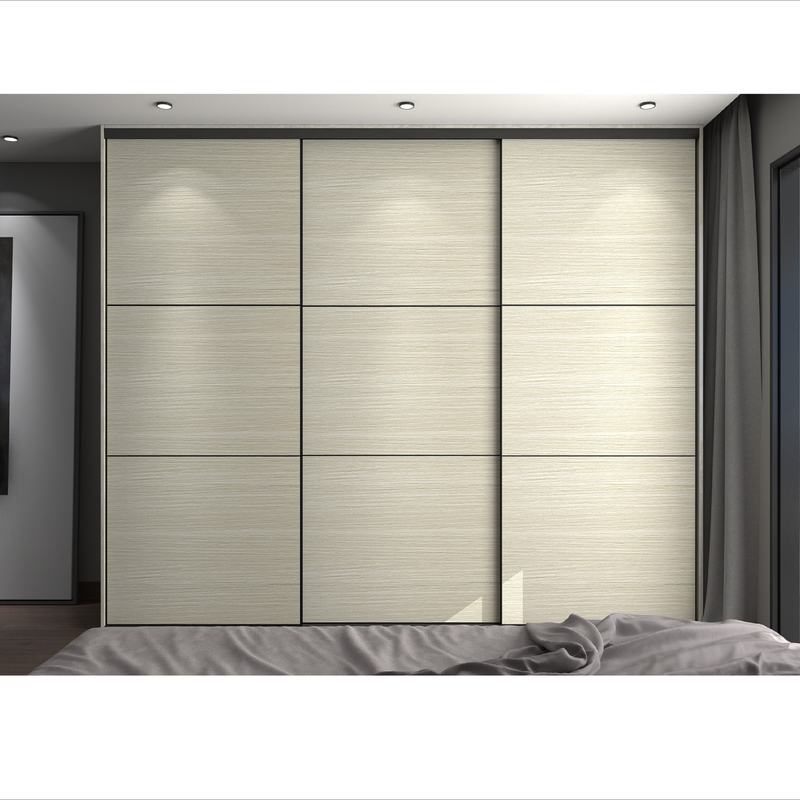 Cabinet en bois de porte coulissante de placage de bois de construction de grain de chambre à coucher de cabinet à la maison moderne de garde-robe avec la raboteuse