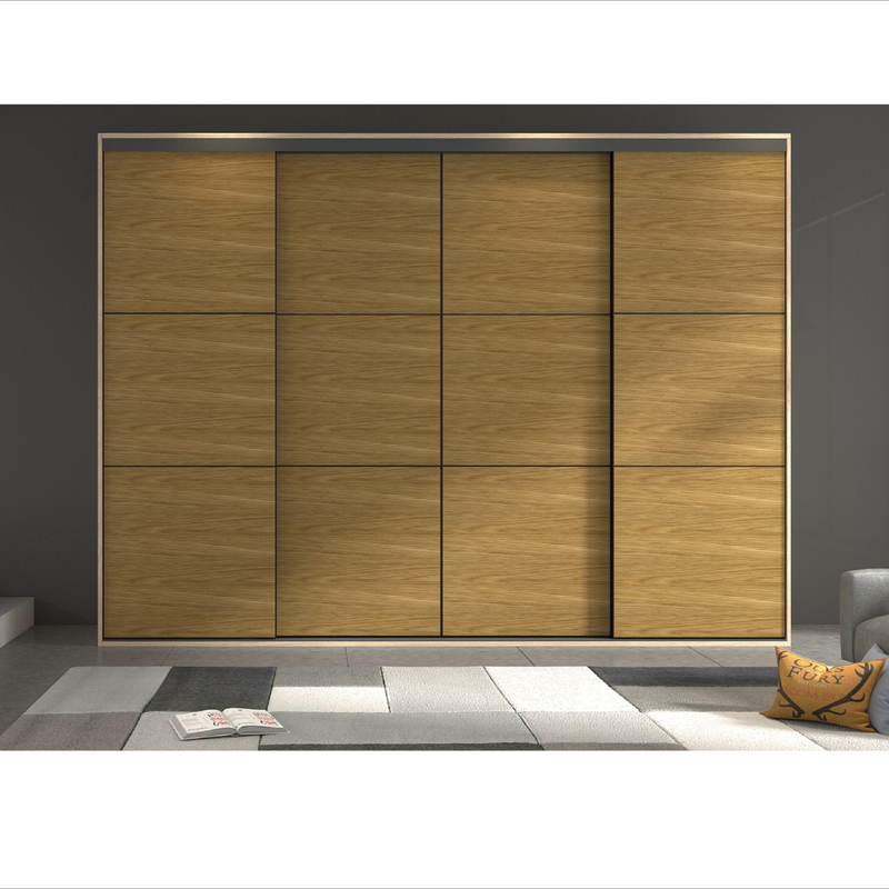 Cabinet en bois de porte coulissante de placage de bois de construction de grain de chambre à coucher de cabinet à la maison moderne de garde-robe avec la raboteuse