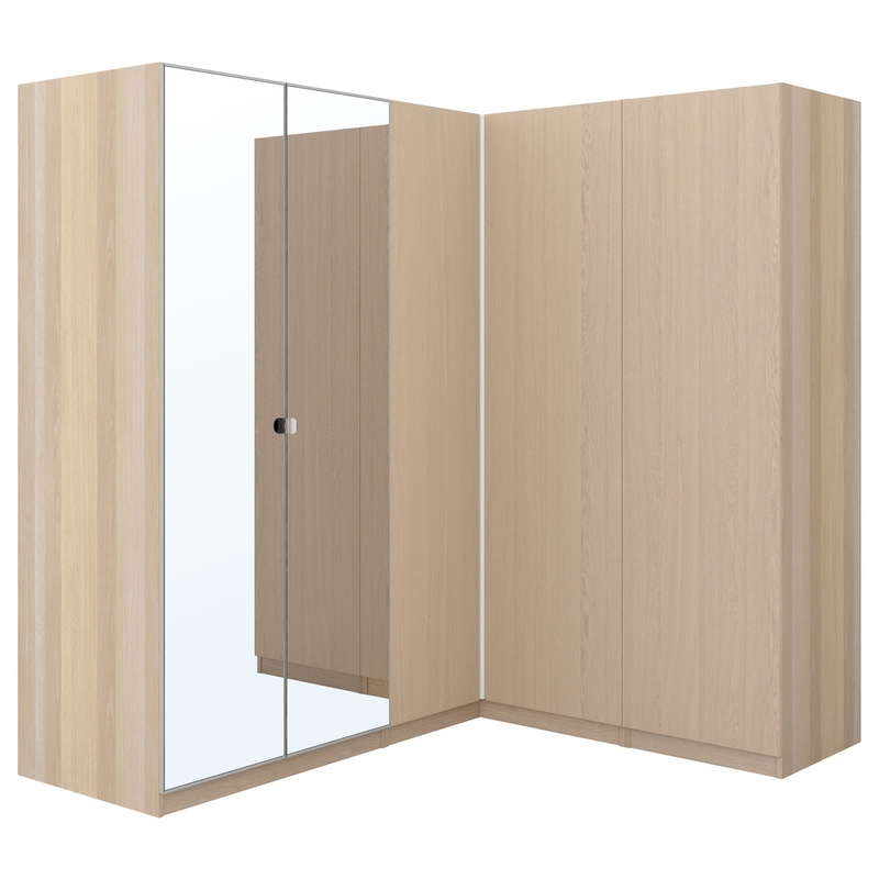 Garde-robes modernes de grain en bois de chambre à coucher de meuble de rangement de porte de la mélamine 4 avec le miroir de tiroirs