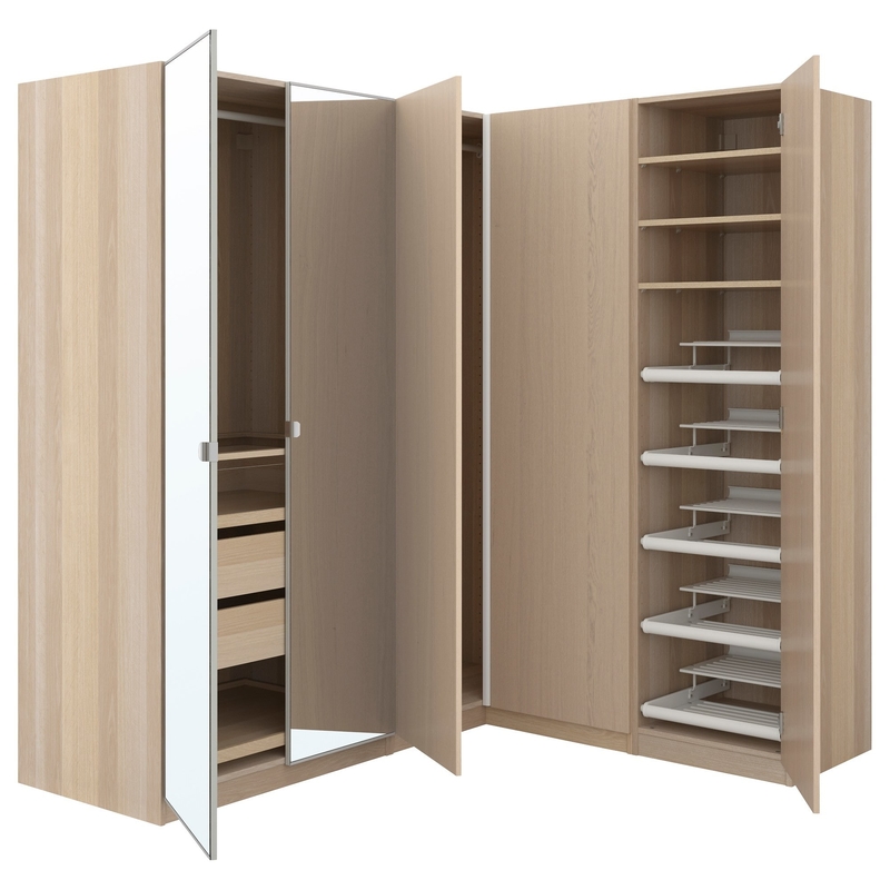 Garde-robes modernes de grain en bois de chambre à coucher de meuble de rangement de porte de la mélamine 4 avec le miroir de tiroirs