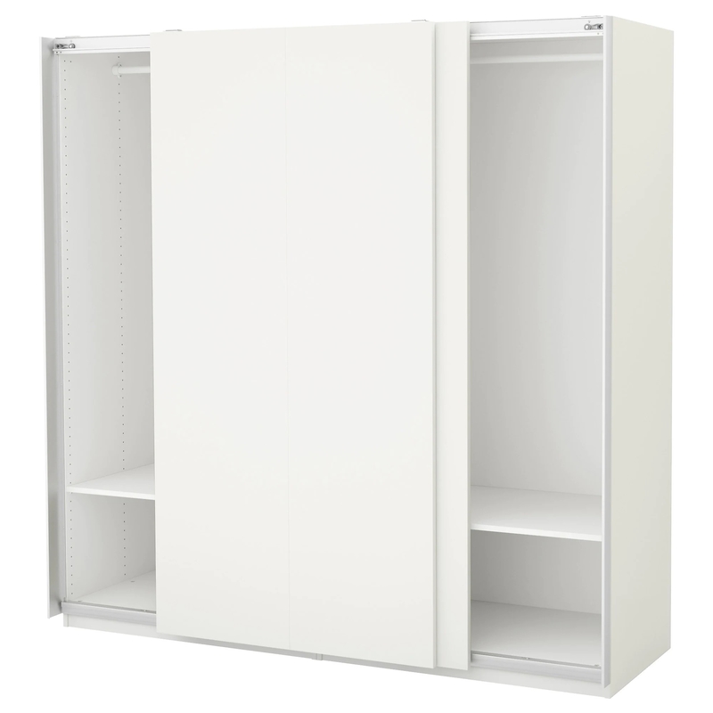Mat blanc crème panneau plat laque porte coulissante armoire placard tissu chambre stockage