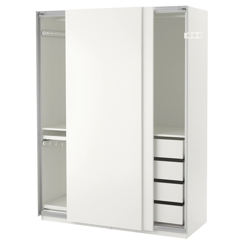 Mat blanc crème panneau plat laque porte coulissante armoire placard tissu chambre stockage