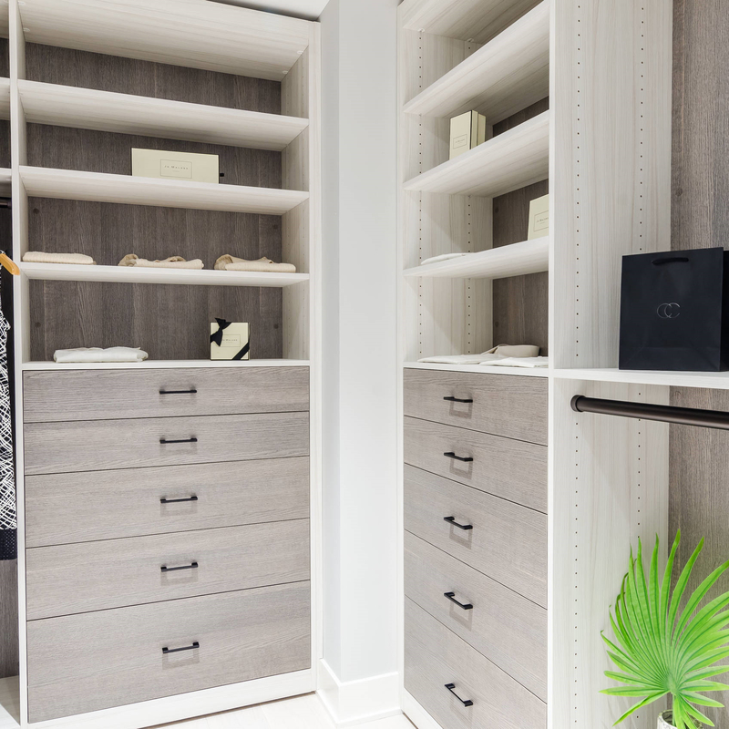 U forment la promenade en bois de Matte Grey Melamine Walk Through Wardrobe dans le stockage de robe longue