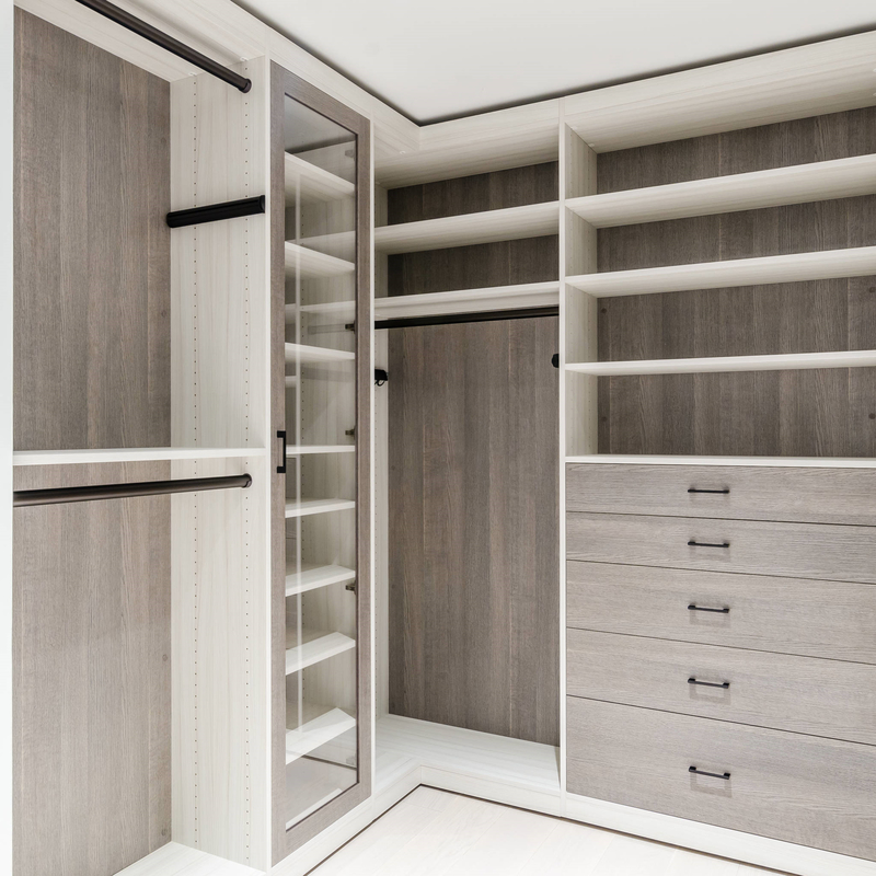 U forment la promenade en bois de Matte Grey Melamine Walk Through Wardrobe dans le stockage de robe longue