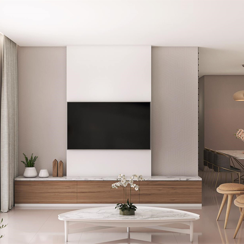 Grain foncé blanc moderne en bois de banc d'unité de la mélamine TV de Cabinet de Grey Wall Mounted TV