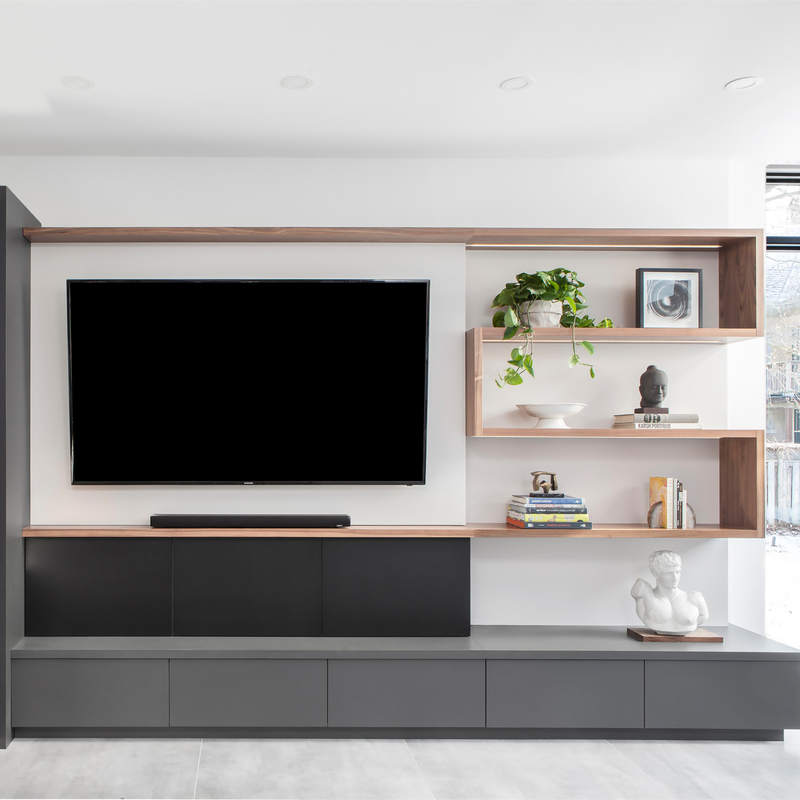 Cabinet foncé minimaliste durable de cpc Grey Lacquer TV avec le tiroir de stockage