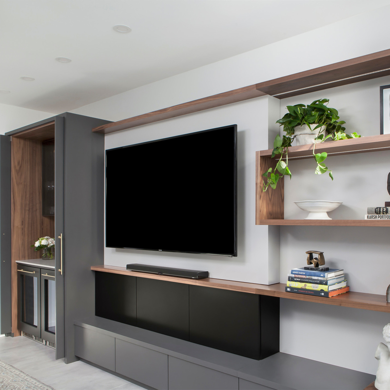 Cabinet foncé minimaliste durable de cpc Grey Lacquer TV avec le tiroir de stockage