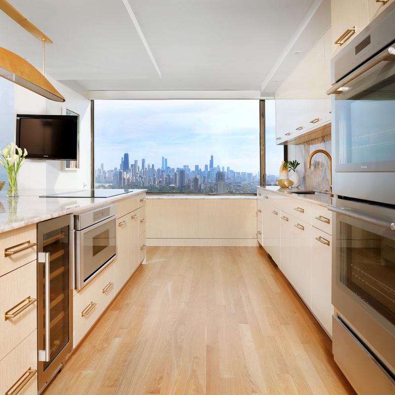 Cuisine en bois de mélamine de stockage de deux de couleur placards de cuisine de cuisine de particules de Cabinet plat brillant blanc modulaire de panneau