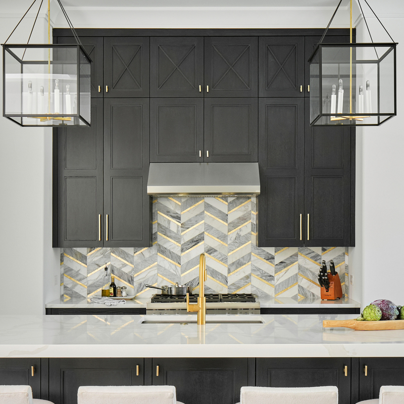 Poignée d'or de haute qualité moderne américaine Shaker Kitchen Cabinets Complete Sets noir étroit mou avec l'île