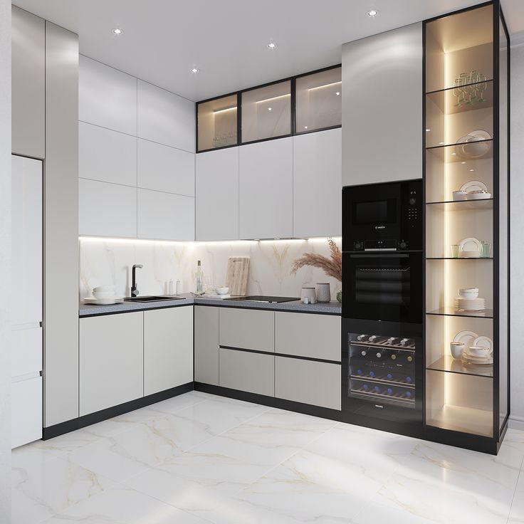 Les coffrets d'étalage en verre faisants le coin de luxe de cuisine préparent pour assembler la cuisine moderne de Cabinets de laque de Storge