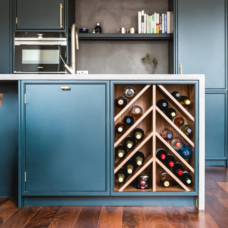 Les placards augmentés bleus adaptés aux besoins du client de cuisine de porte de conception acculent des Cabinets de mur avec l'île
