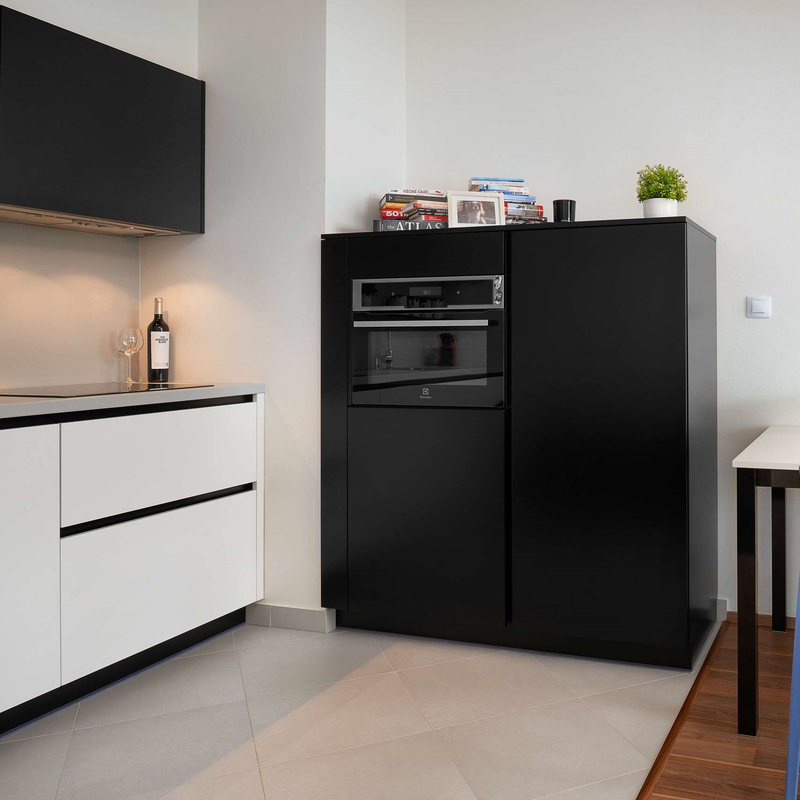 Prêt à assembler Petit meuble de cuisine Armoires murales Armoire de cuisine en carton noir et blanc Design simple